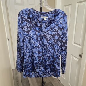 Banana Republic 100% Silk Blue Floral Top